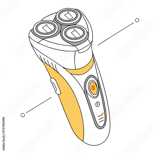 White and yellow electric shaver illustration razor