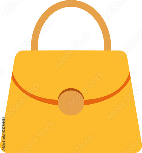 Yellow handbag with handle and clasp isolated on white background. Vector illustration EPS 10. Fashion accessory. Shopping and lifestyle concept for poster, banner, wallpaper Adobe Illustrator Artwork