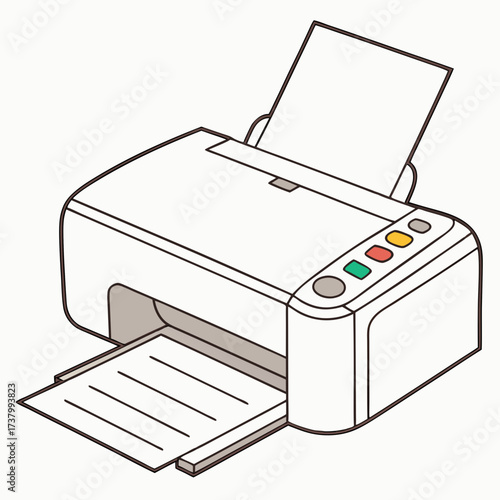 White printer with colorful buttons and paper output 2