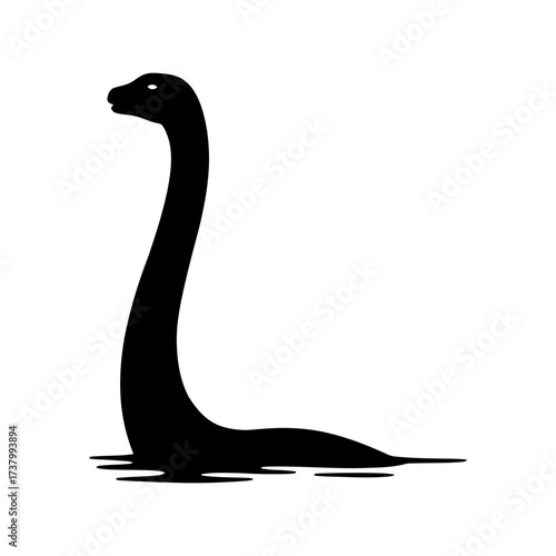 Loch Ness Monster Silhouette Vector Illustration