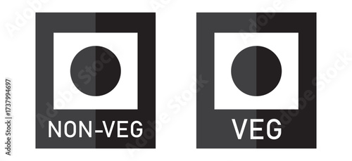 Veg Non-veg icons, Veg and non-veg symbol on white background. Vector Illustration. 