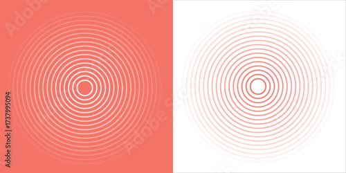 Red and white concentric spiral circles logo symbol. Big to small outlined ring circle gradation. Vector illustrationPrint