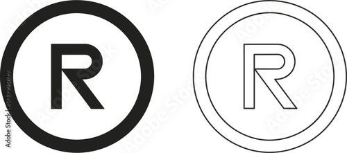 Registered trademark symbol bold and outline vector illustration, intellectual property protection icon,