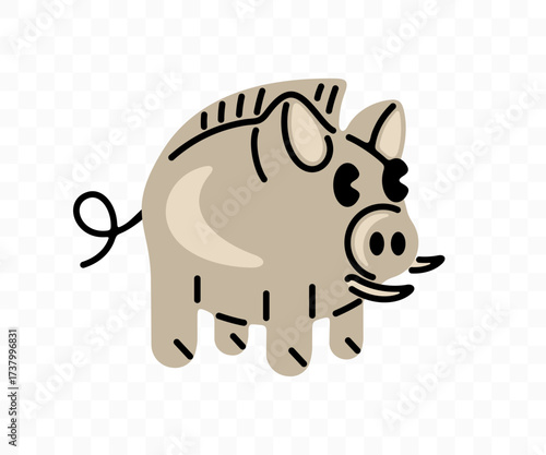 Boar, wild boar, aper, hog and swine, graphic design. Animal, pig and piggy, piglet, piggie, pigling and porcine, vector design and illustration
