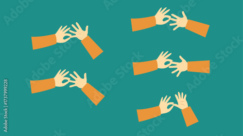 Set of hands showing gestures. Vector illustration in flat style. Hand gestures.