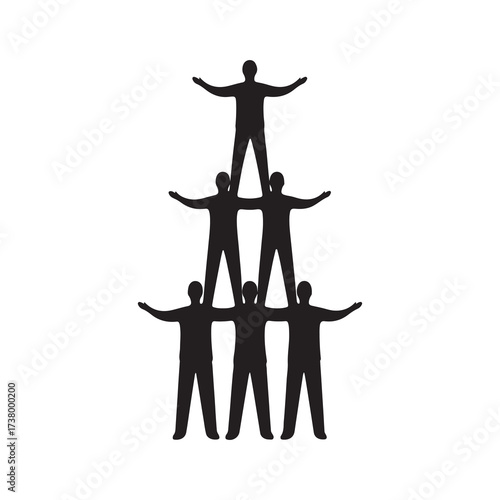 Human Pyramid Silhouette Teamwork People Balance Cooperation Symbol