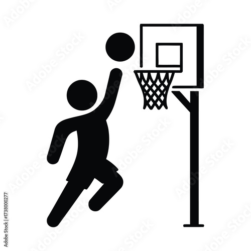 Silhouette of a person dunking a basketball into a hoop on a court