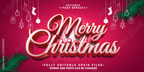 editable 3d merry christmas text effect