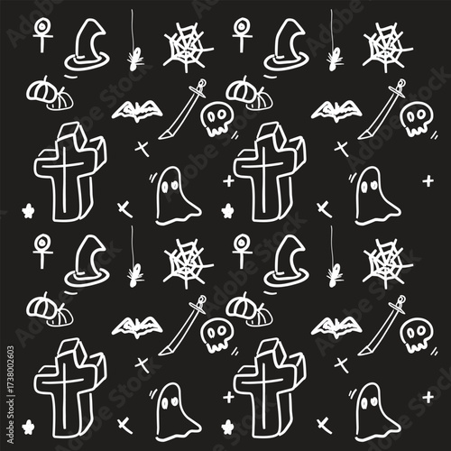 doodle hallowwen theme hand drawn.eps