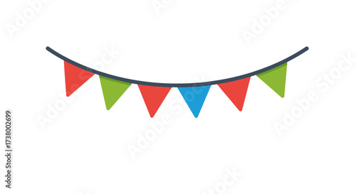 Festive vibrant bunting flags hanging decoration perfect for birthday celebration or party design