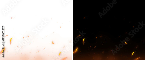 Fiery sparks and embers rising PNG. Dynamic fire overlay effect.