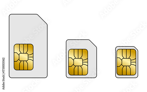 Illustration of different types of SIM cards without background