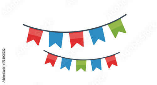 Colorful party banner decorations illustration with vibrant pennants festive adornments and joyful