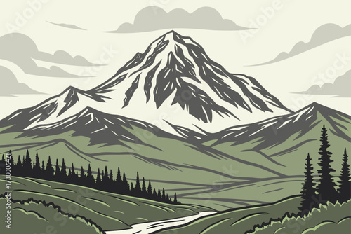 Mount Sanford in Alaska, towering volcanic peak with glaciers streaming down its slopes