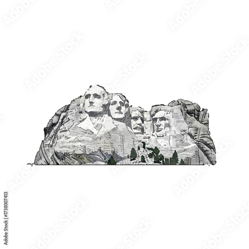 Mount Rushmore Vector Illustration Landmark USA Monument Flat Design