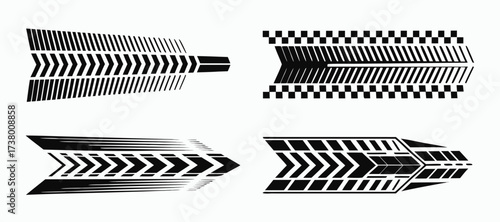 Racing cars and race car stripes set, angled checkered patterns, checkered flag, finish line, motocross labels, dynamic lines, motorsport, racing stripe speed
