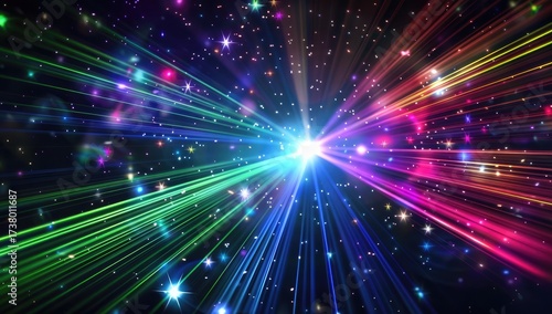 Wallpaper Mural Colorful lights radiating outward in starfield; backdrop or use for an illustration Torontodigital.ca