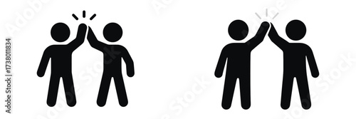 Two figures giving a high-five gesture to celebrate achievement in a minimalist design style