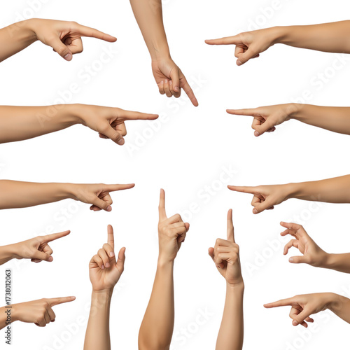 Pointing hands isolated isolated on transparent background