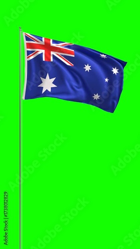 Vertical Australia flag on green screen background
