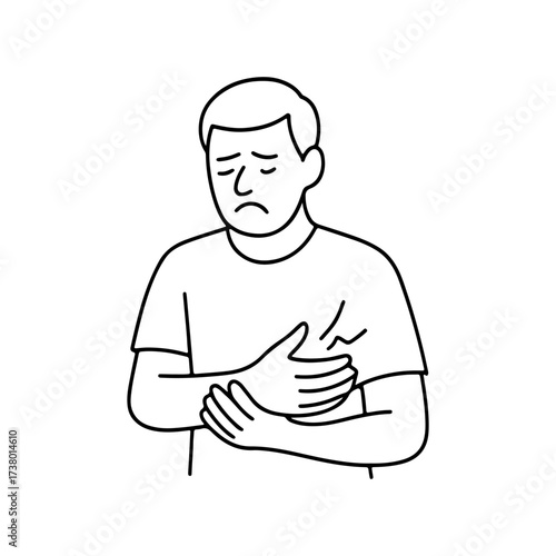 line icon person has a sore wrist vector on a white background
Vector line icon on a white background