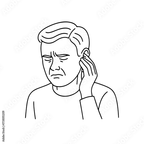 line icon person holding his ear vector on a white background
Vector line icon on a white background