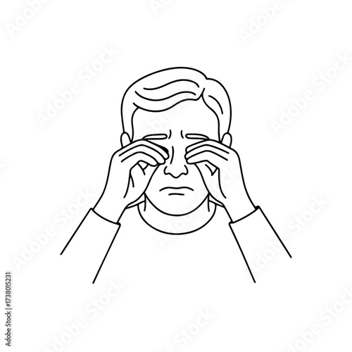 line icon person rubbing his eyes vector on a white background
Vector line icon on a white background