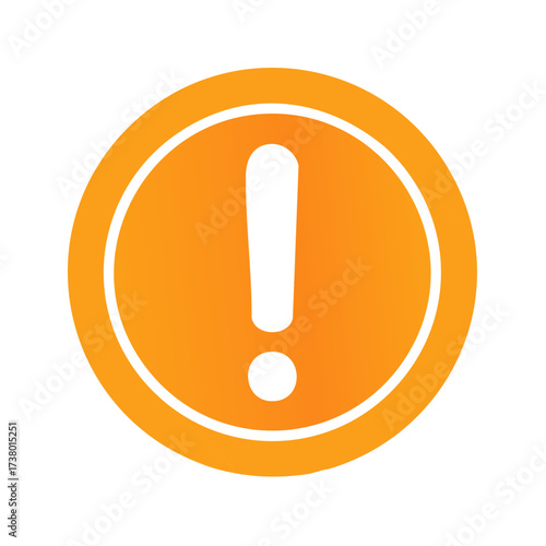 Orange warning sign with an exclamation mark isolated on a white background