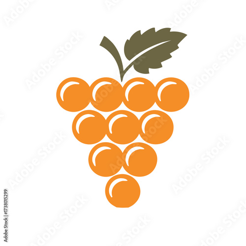 Minimalist Grape Bunch Icon with Single Leaf Symbolizing Fresh, Sweet Fruit Harvest