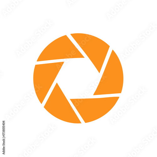 Bright Orange Aperture Symbol with Triangular Opening Segments