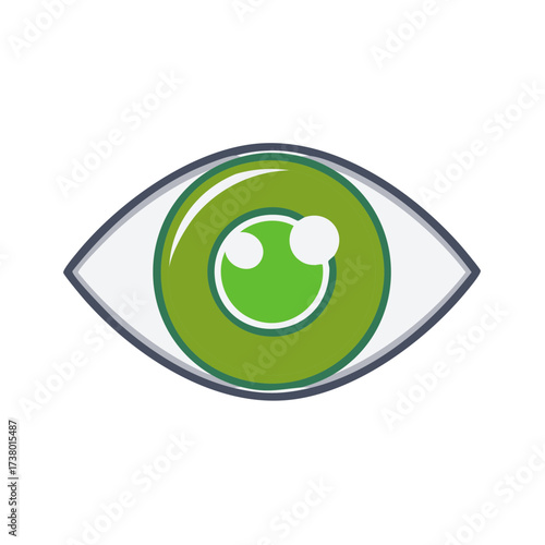 Stylized green eye with white highlights as a vision, perception, or eyesight concept