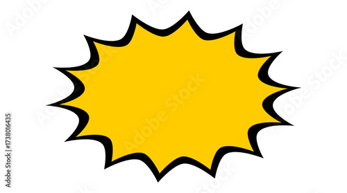 Yellow comic starburst explosion shape on transparent background. PNG label design element for stickers, price tags, sale banners, scrapbooks, posters, and digital artwork