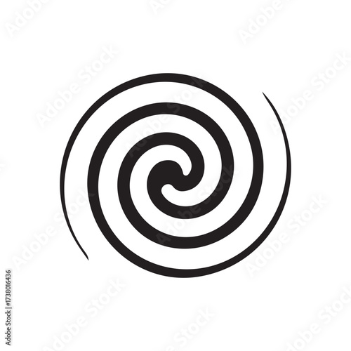 Abstract spiral vortex icon in a circle - minimal monochrome swirl emblem