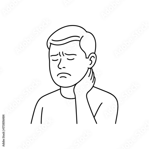 line icon person's neck is rubbed vector on a white background
Vector line icon on a white background