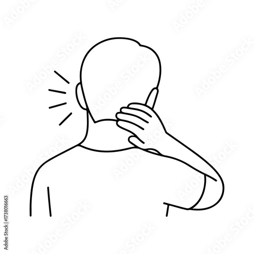 line icon person holding his neck from behind vector on a white background
Vector line icon on a white background