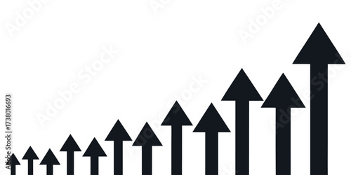 Growing arrows up graph chart, boosting of business result, growth success chart with arrows, investment profit growing symbol, progress graph icon
