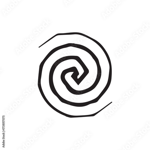 Hand-drawn irregular spiral icon - rough abstract swirl emblem
