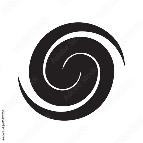 Abstract spiral vortex icon with dynamic swoosh tails — minimal emblem