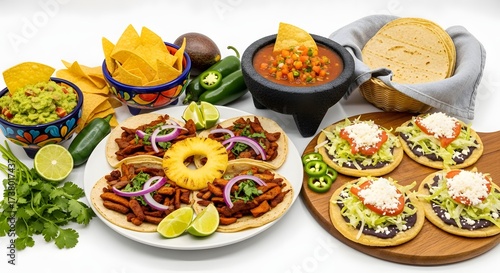 Wallpaper Mural Tacos, Guacamole, Salsa, and Chips on a Vibrant Table Setting Torontodigital.ca