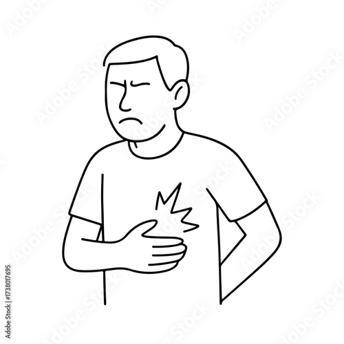 line icon person holding his rib in pain vector on a white background
Vector line icon on a white background
