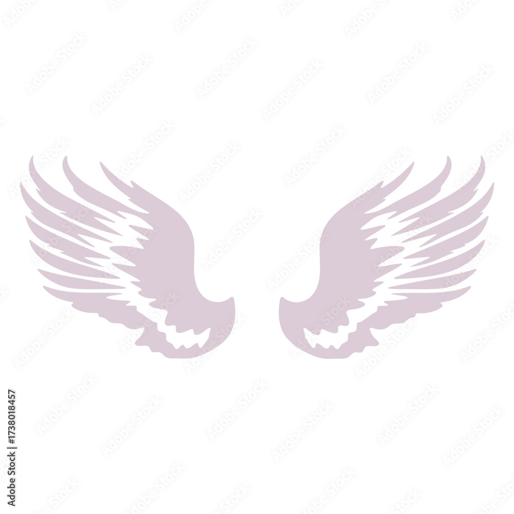 Obraz premium Illustration of two symmetrical angel wings with detailed feather patterns in a light color scheme