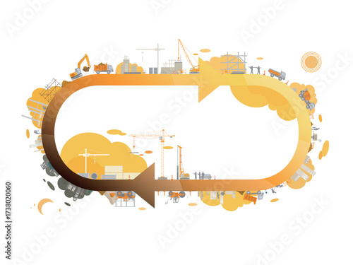 Construction industry A014 cycle with arrow frame shows the processing of the construction vector illustration graphic EPS 10
