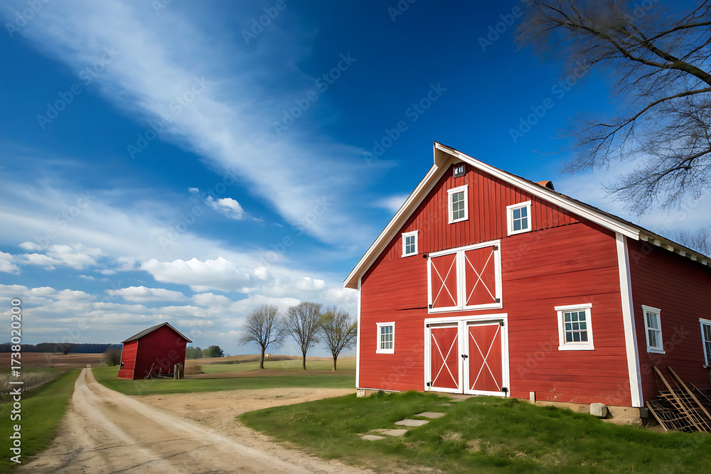 Fototapeta premium Beautiful traditional New England red barn 