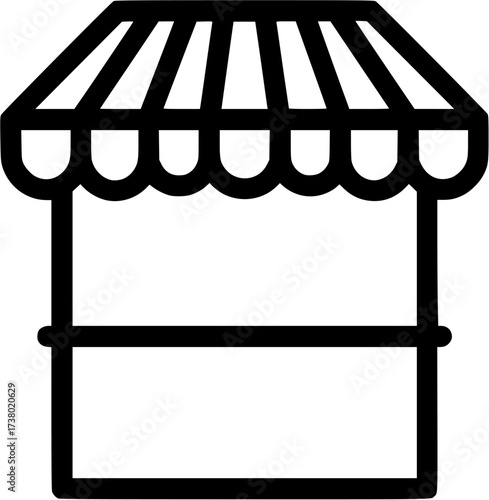 Isolated vector outline illustration of a market stall shop kiosk stand booth icon design
