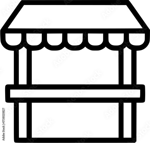 Isolated vector outline illustration of a market stall shop kiosk stand booth icon design
