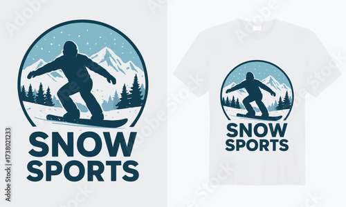 “Bold winter sports graphic featuring skis, snowboards, and mountains with a frosty vibe, perfect for snow lovers and adrenaline seekers.”