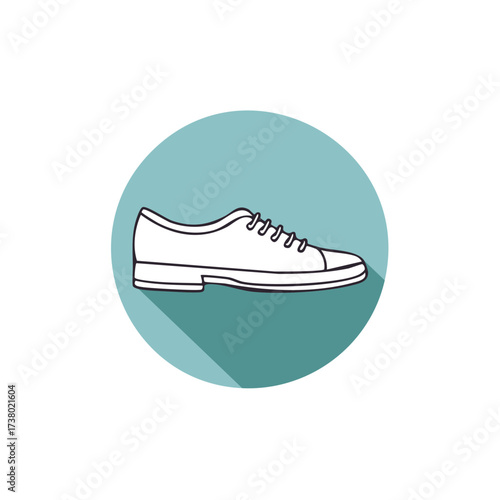 Classic Shoe Line Art Icon with Long Shadow Flat Design Style