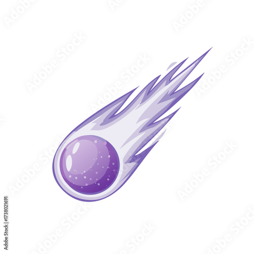 Cartoon Purple Comet Vector Illustration Blazing Through the Air