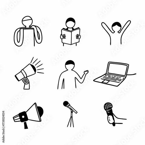 “Human Activity and Technology Line Icon Collection”