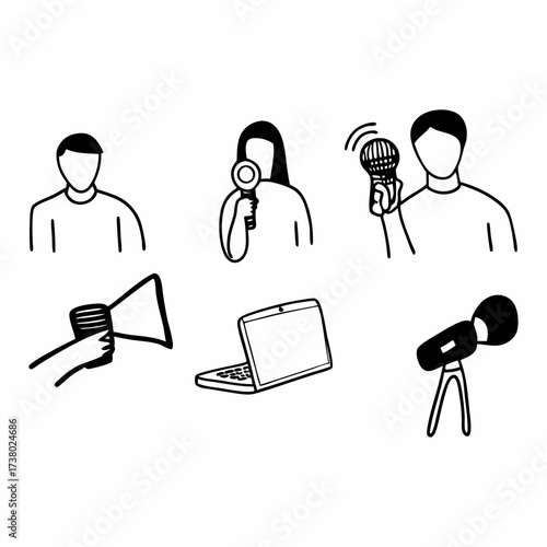 “Human Activity and Technology Line Icon Collection”
